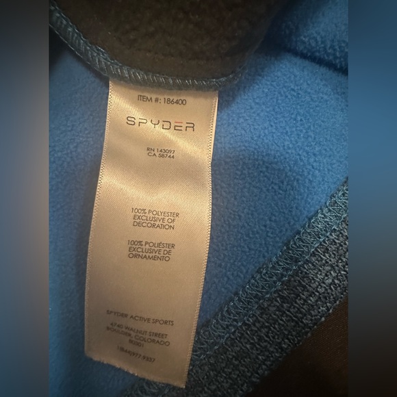 Spyder Mens 1/4 zip blue/grey heavyweight pullover sweater. Size medium - Picture 3 of 5